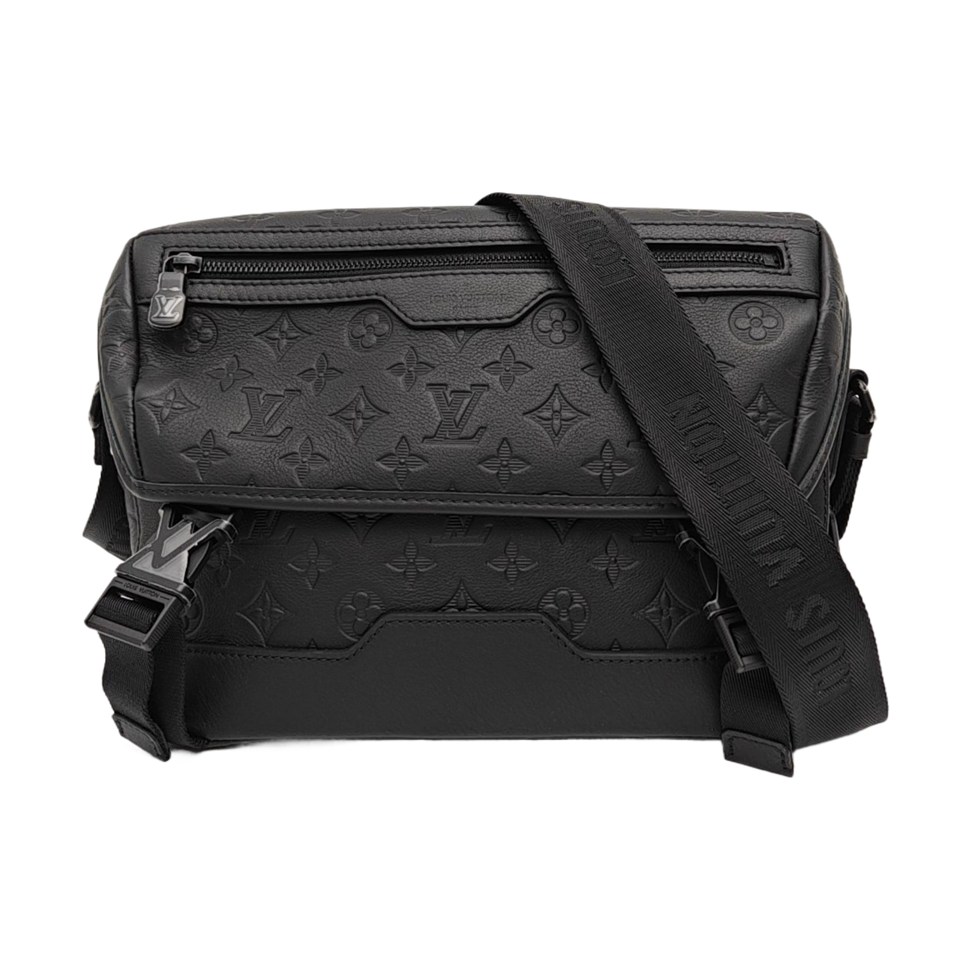 Monogram Calfskin Shoulder Bag Black