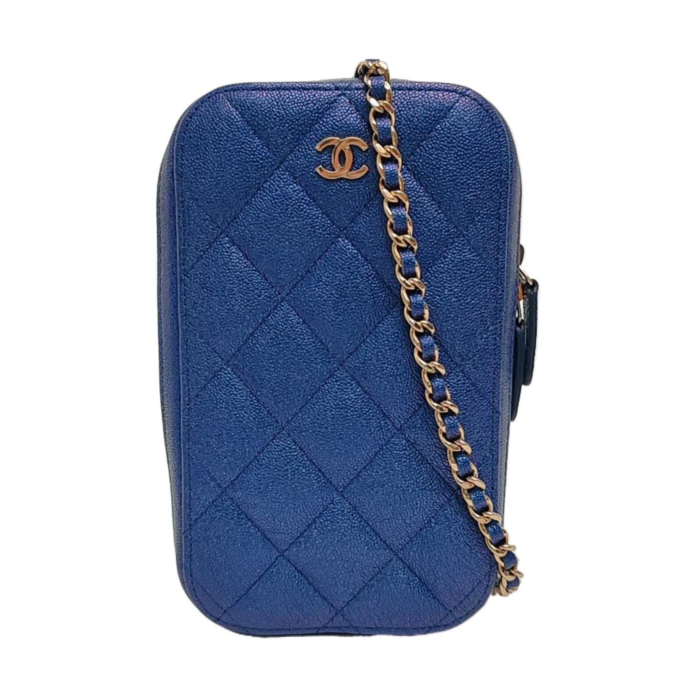 Quilted Grained Calfskin Blue