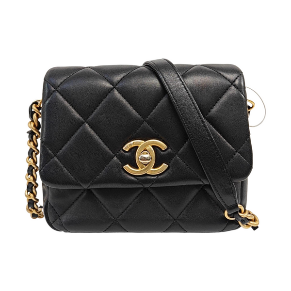 Quilted Lambskin Crossbody Bag Black