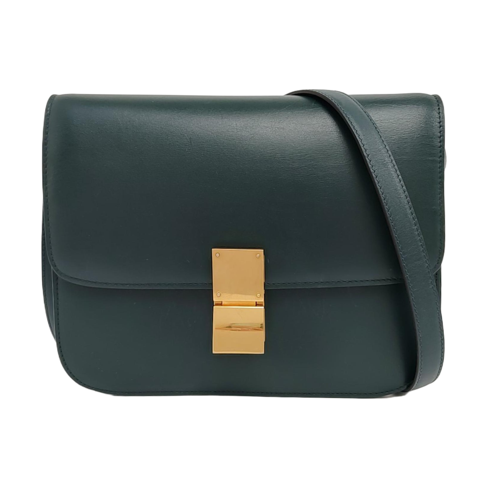 Authenticated pre-owned  CLASSIC BOX Medium Calfskin Green - Shoulder Bag at Looply