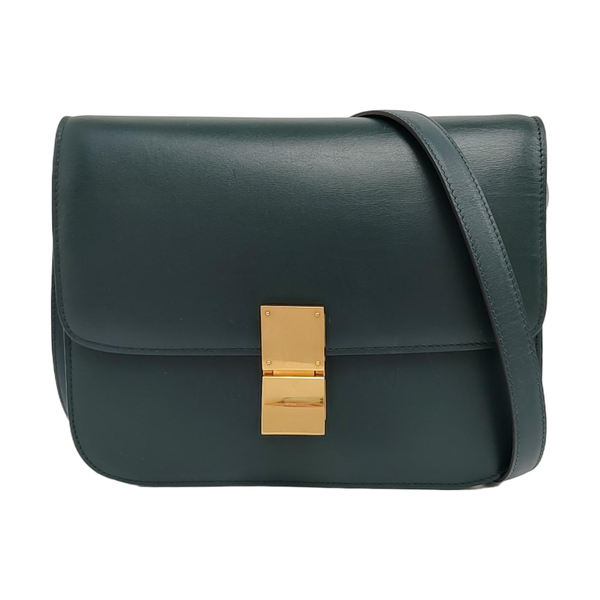 Authenticated pre-owned  CLASSIC BOX Medium Calfskin Green - Shoulder Bag at Looply