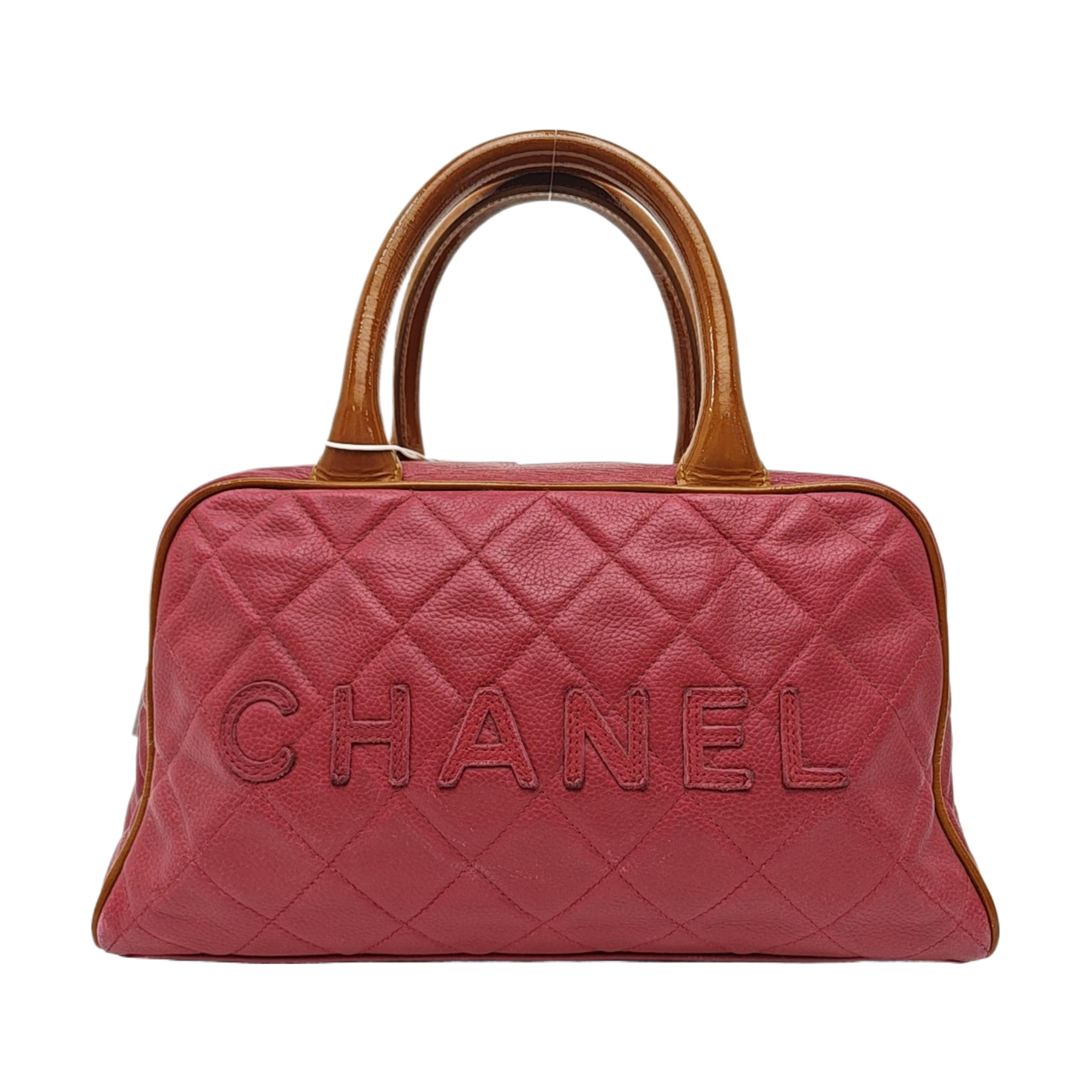 BOWLER Small Quilted Grained Calfskin Red