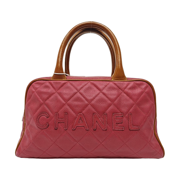 BOWLER Small Quilted Grained Calfskin Red