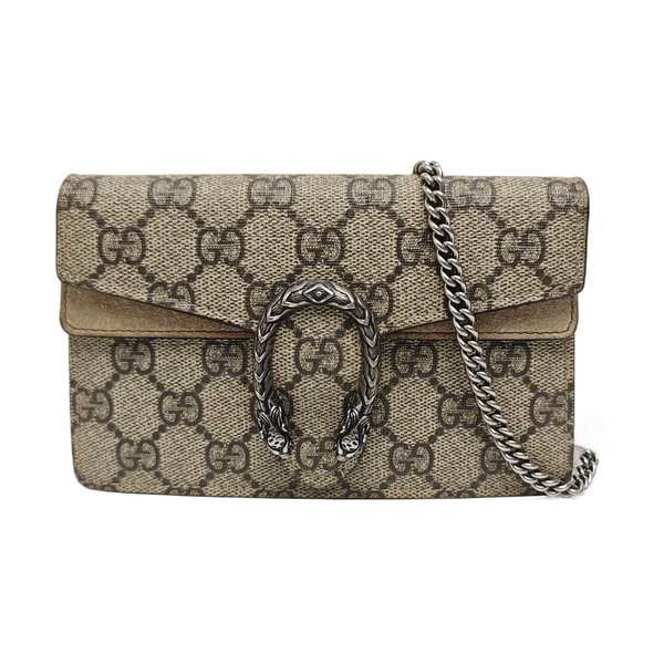 Dionysus Super Mini Monogram Coated Canvas Beige