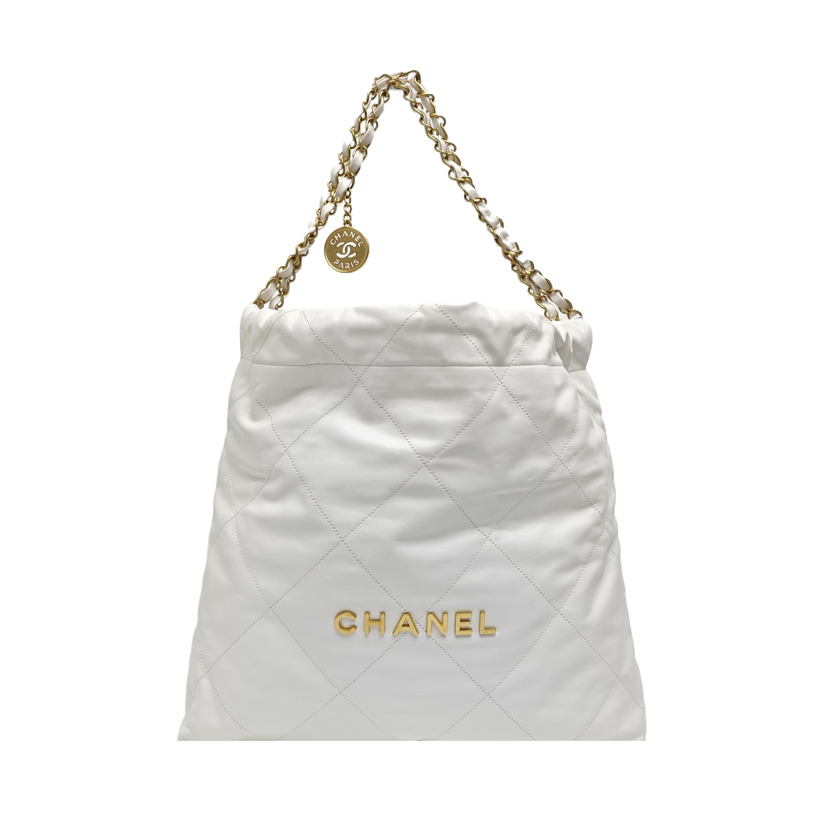 CHANEL 22 Medium Quilted Calfskin White