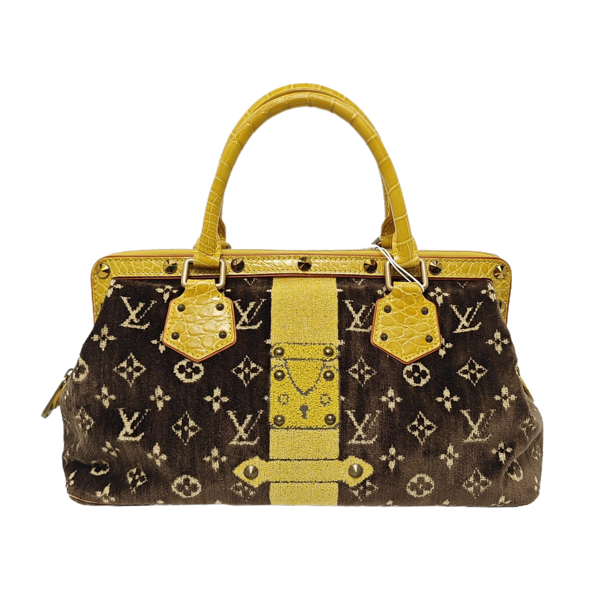 Monogram Crocodile Top Handle Bag GM Brown