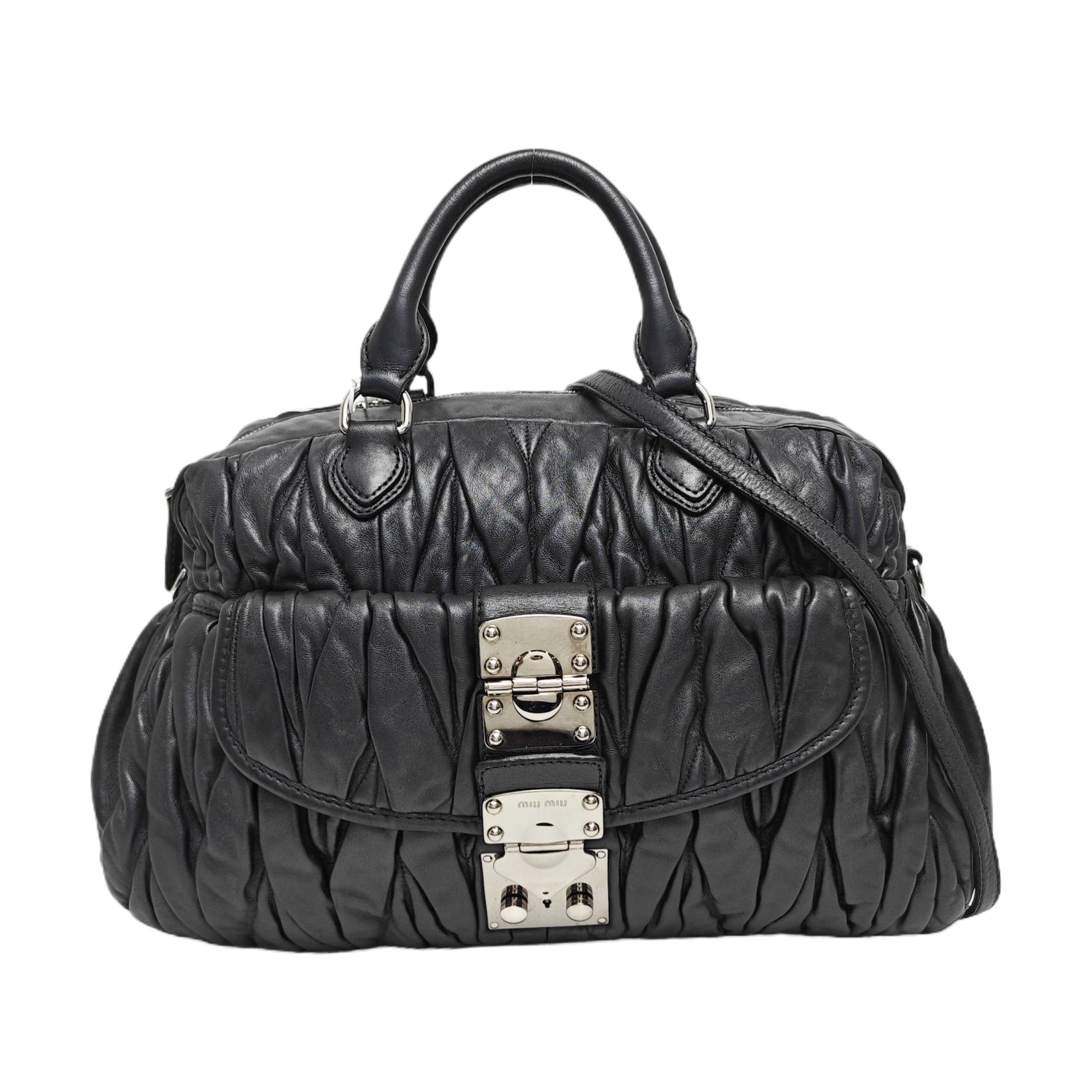 Quilted Lambskin Shoulder Bag Black