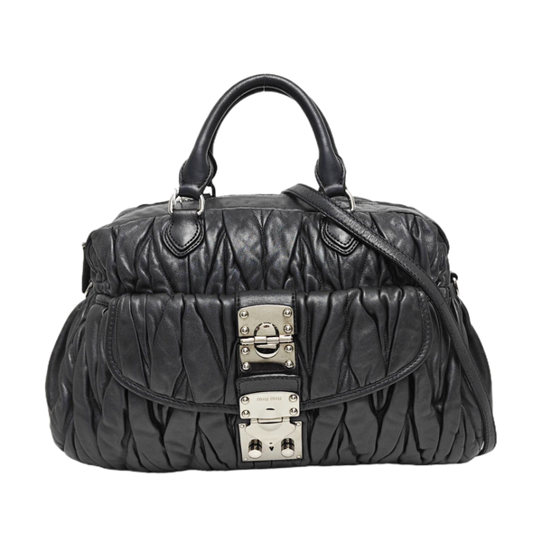 Quilted Lambskin Shoulder Bag Black