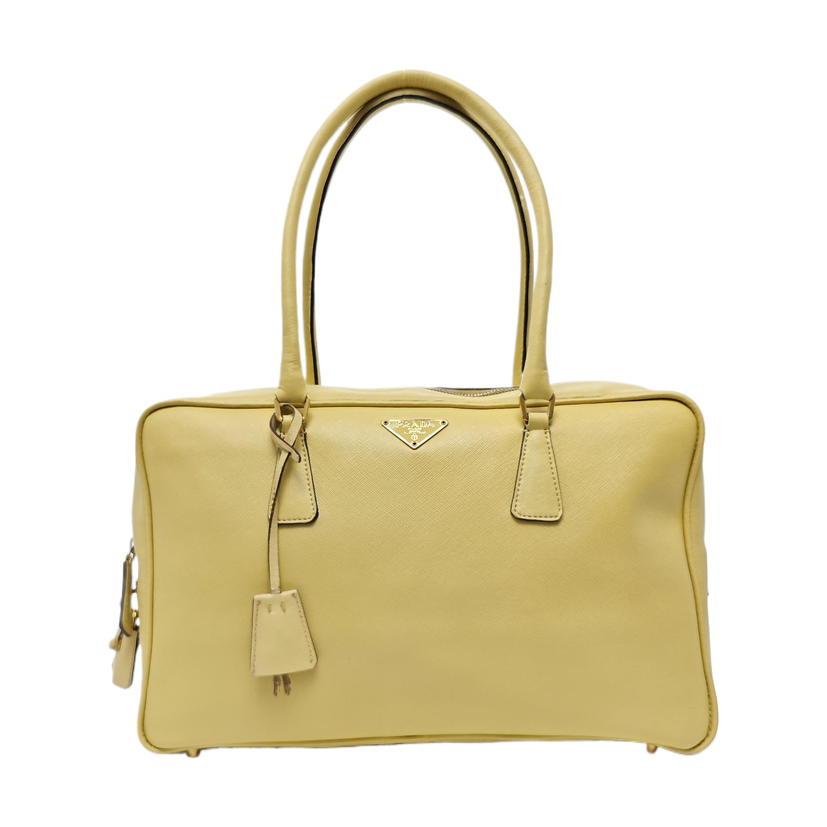Saffiano Calfskin Top Handle Bag Yellow