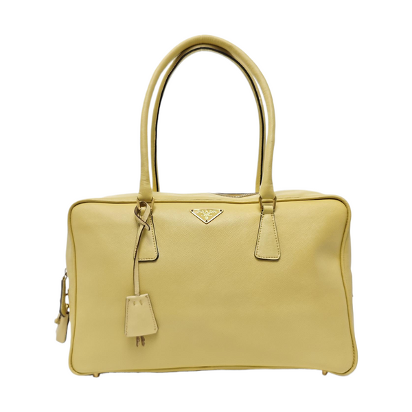 Saffiano Calfskin Top Handle Bag Yellow