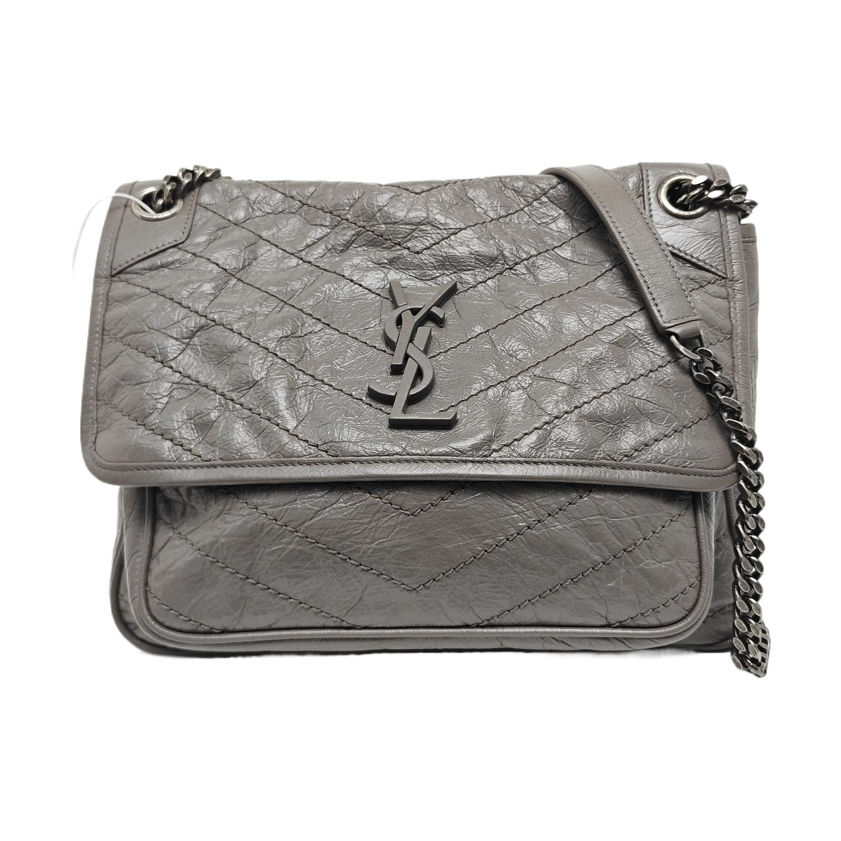 NIKI Medium Chevron Calfskin Gray