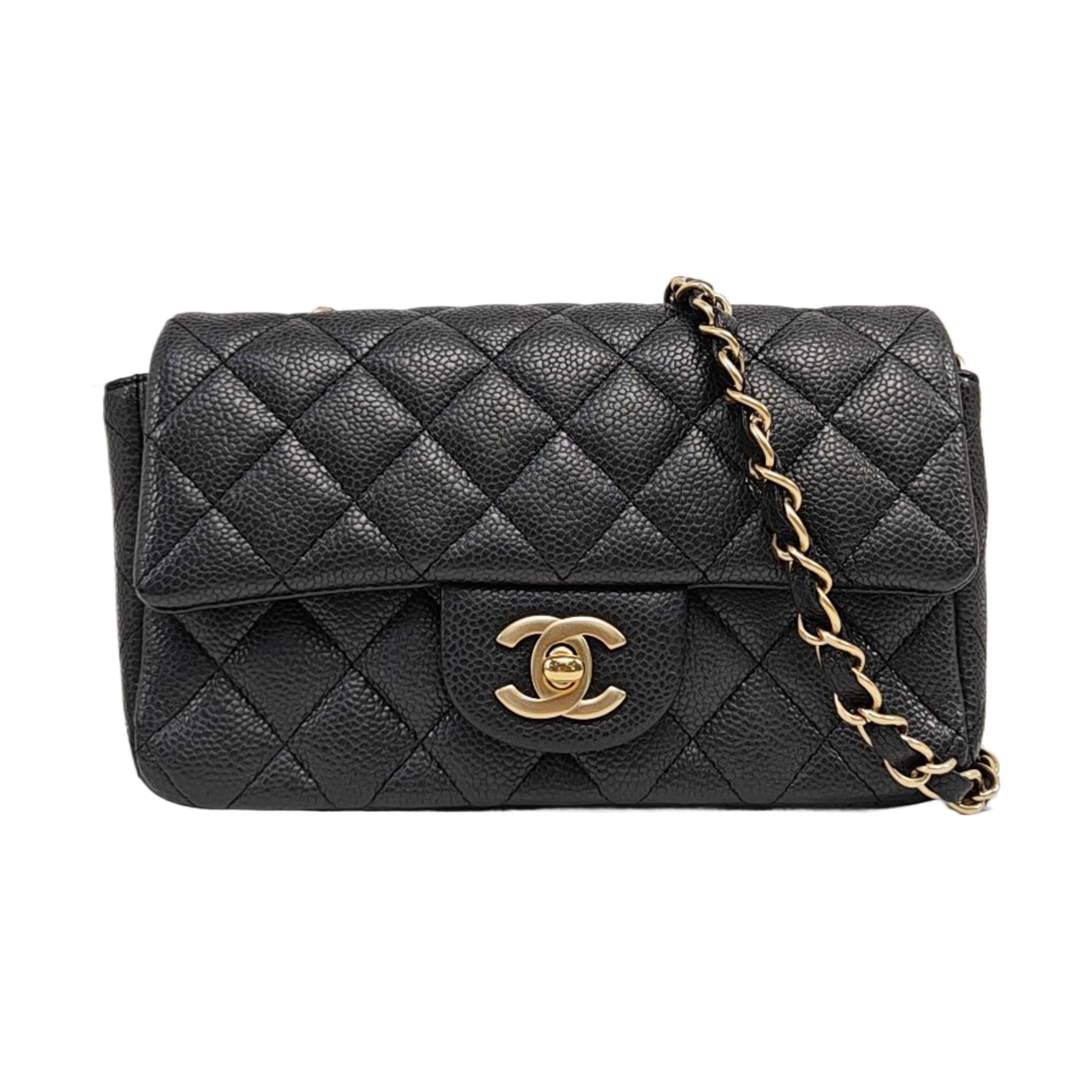 CLASSIC FLAP Mini Quilted Grained Calfskin Gray