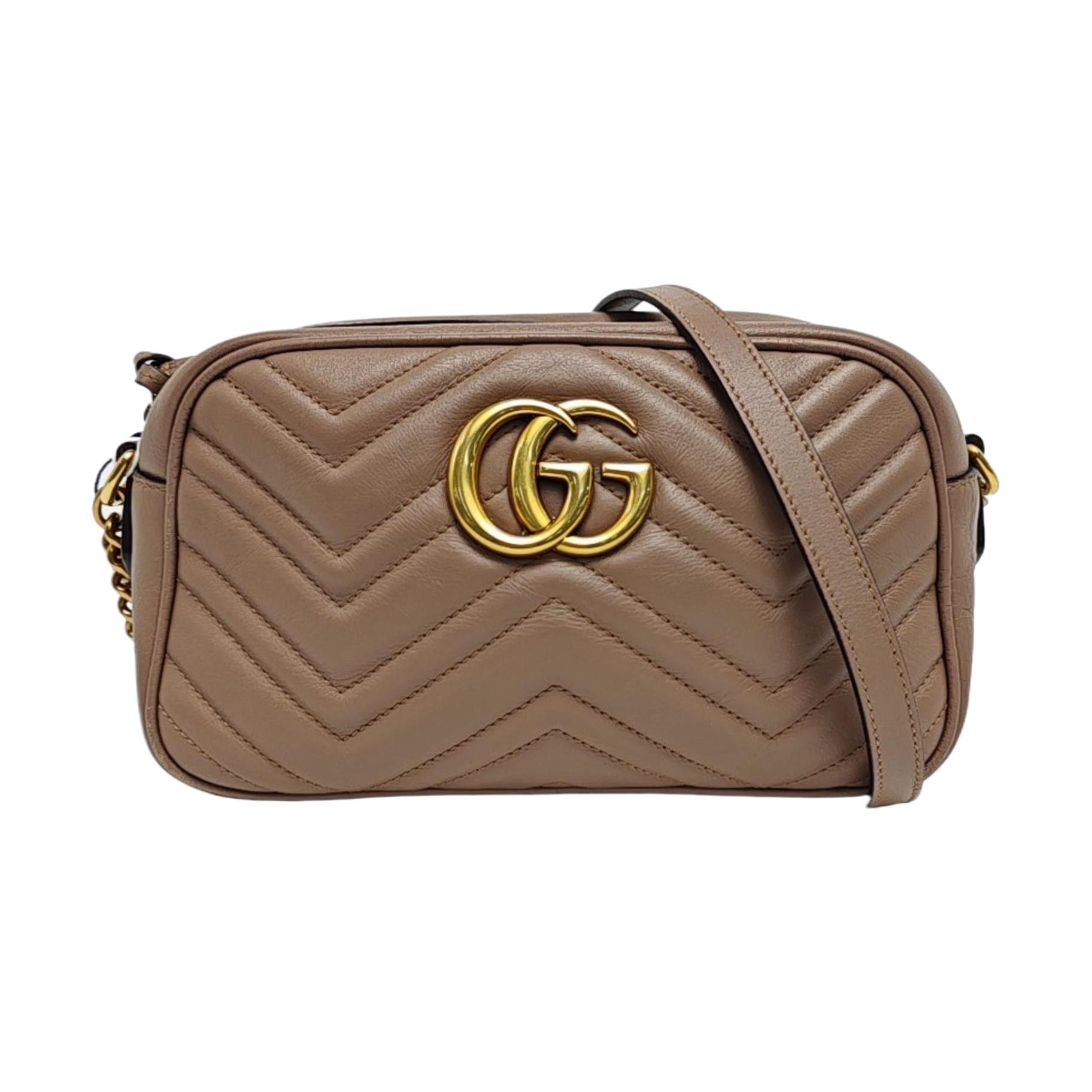 GG Marmont Small Quilted Calfskin Beige