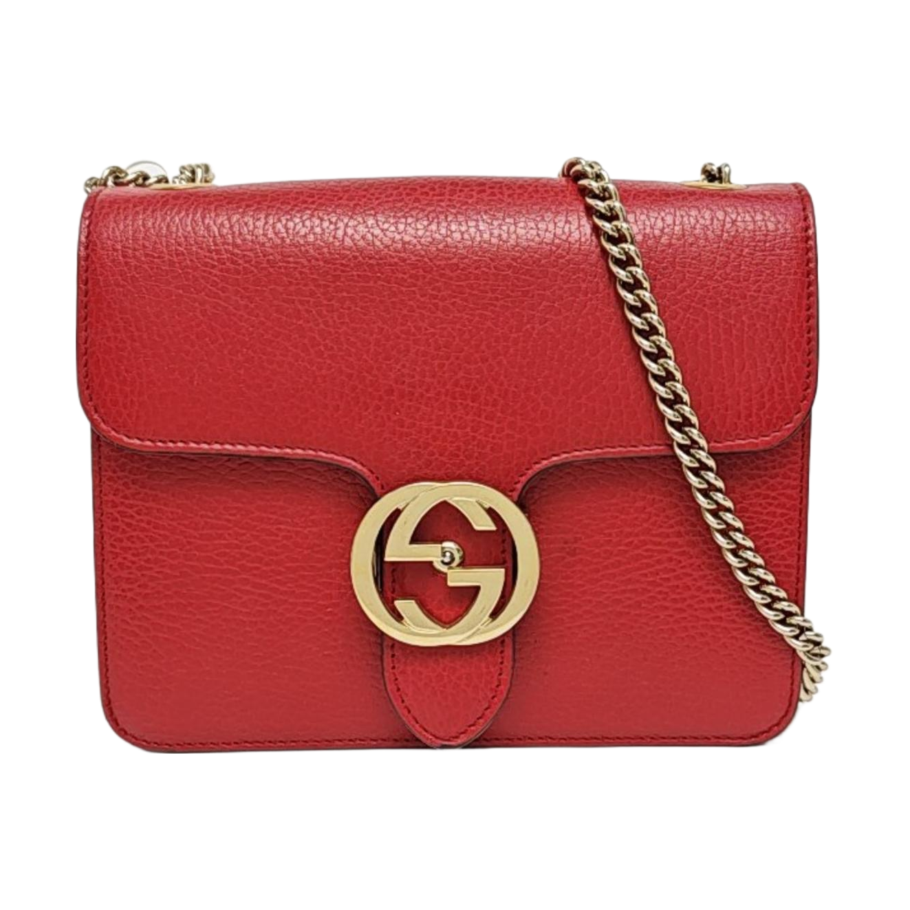 Interlocking G Small Calfskin Red