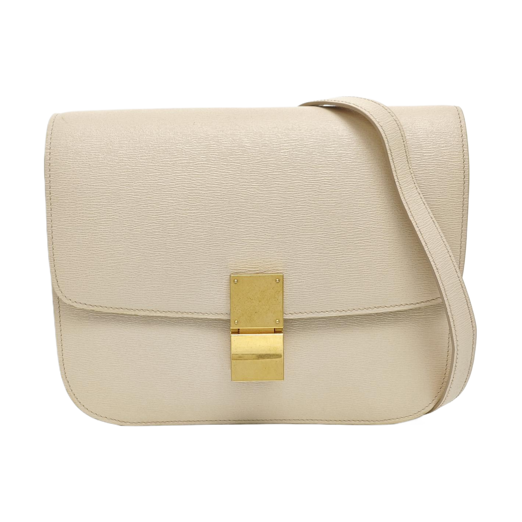 Authenticated pre-owned  CLASSIC BOX Medium Calfskin Beige - Shoulder Bag at Looply