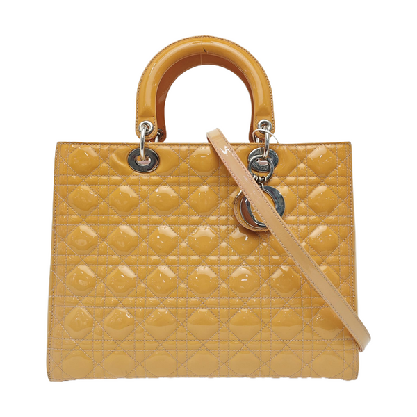 Lady Dior Large Cannage Patent Lambskin Yellow