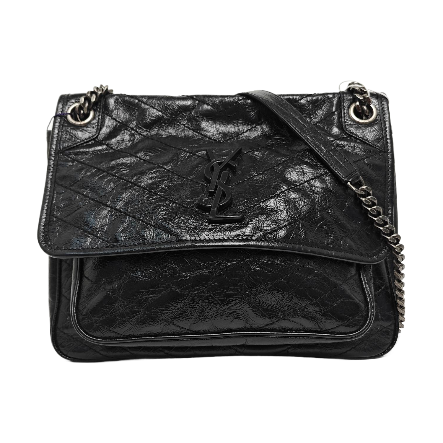 NIKI Medium Chevron Calfskin Black