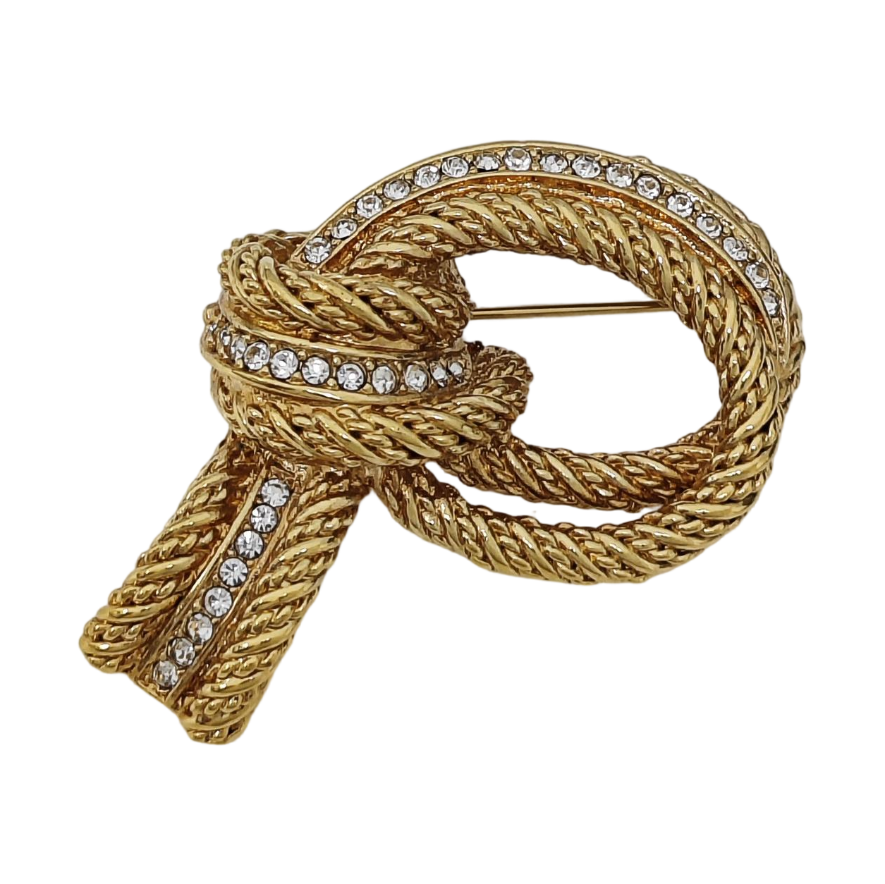 Twist Round Metal Gold Brooch