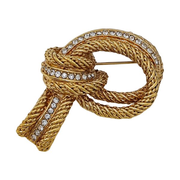Twist Round Metal Gold Brooch
