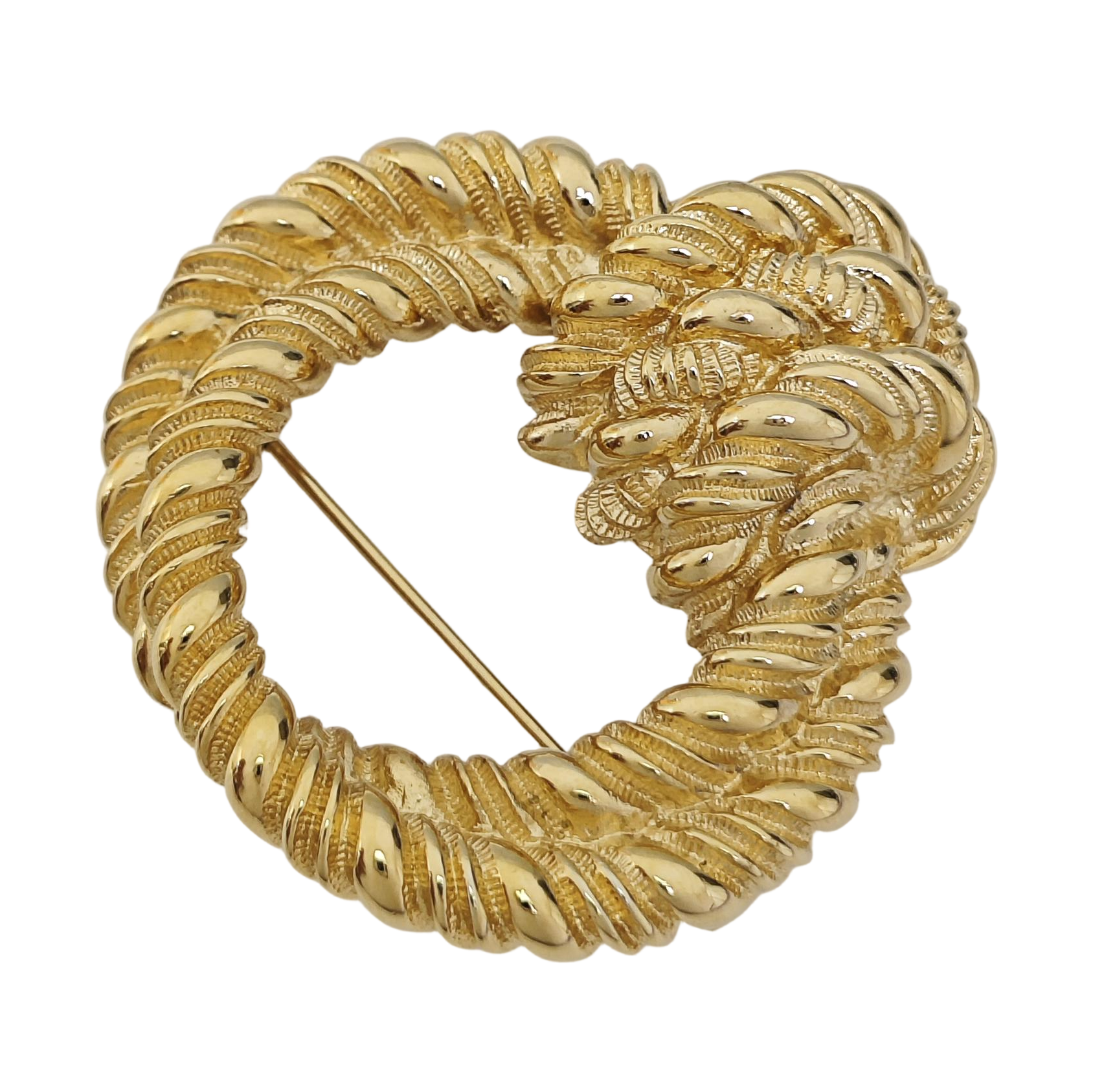 Twist Round Metal Gold Brooch