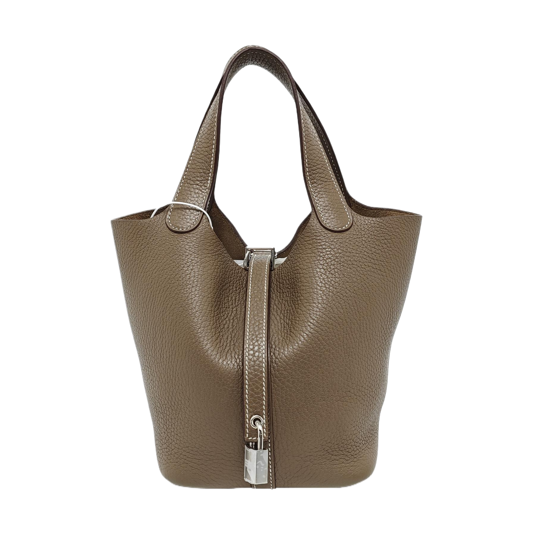 Authenticated pre-owned  Picotin Lock 18 Clemence Grey - Bucket Bag at Looply