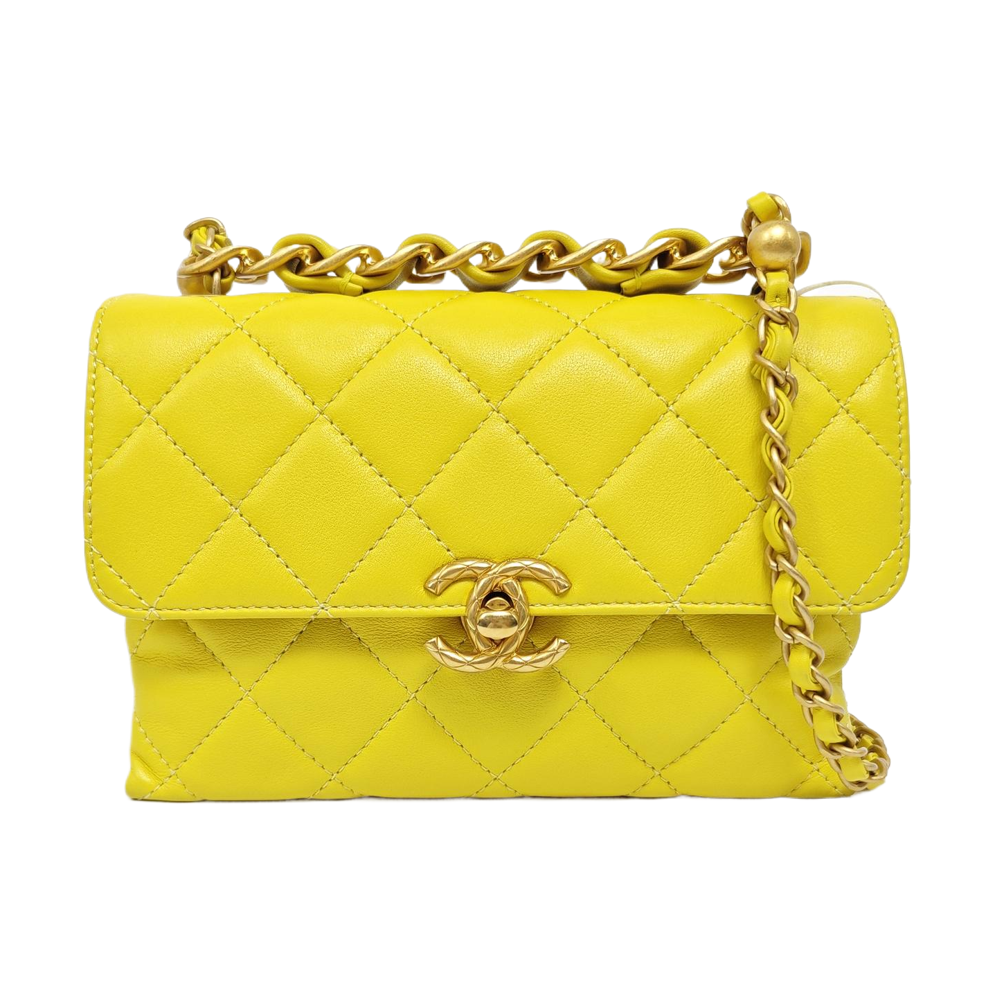 Quilted Calfskin Shoulder Bag Yellow