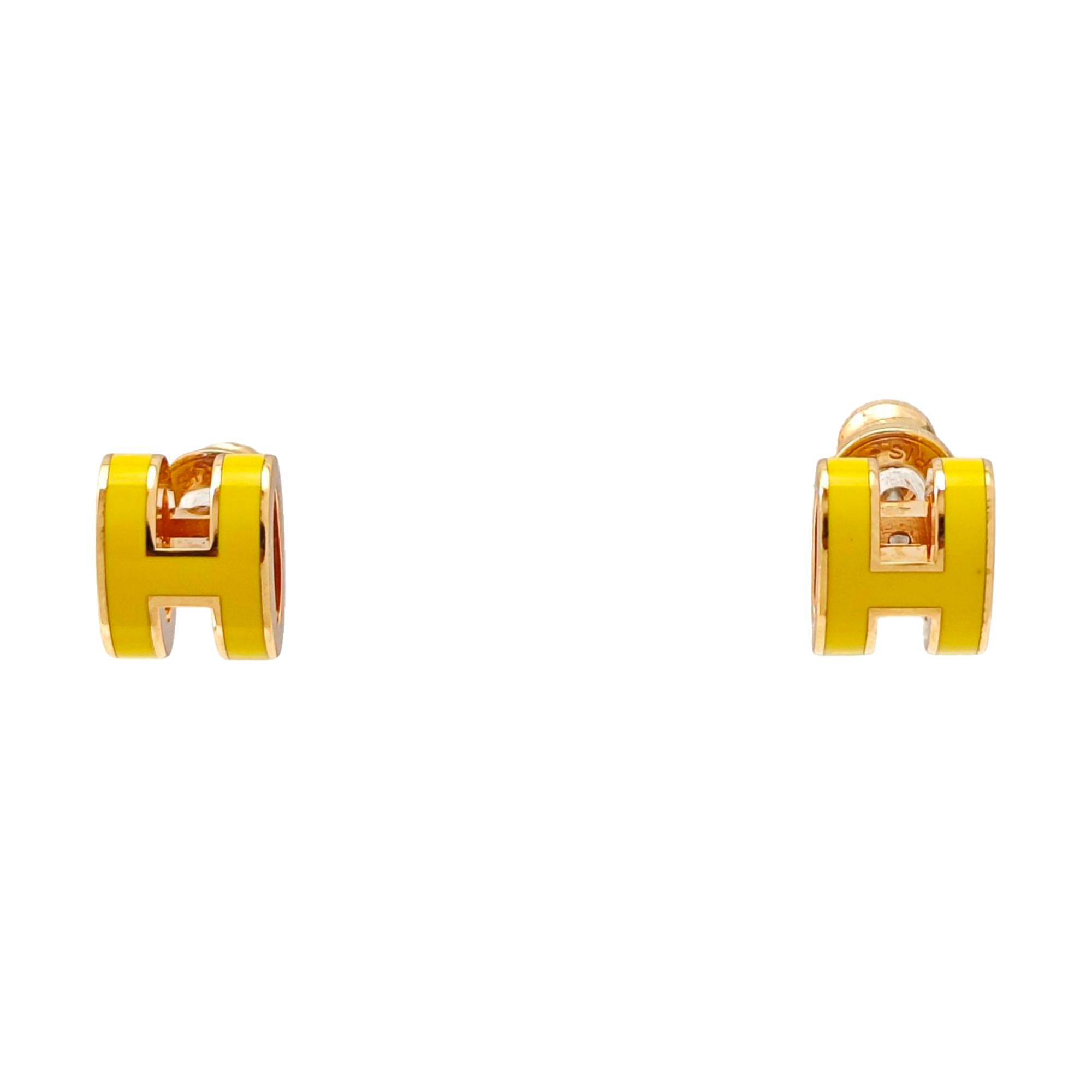 Pop H Metal Gold Stud Earrings