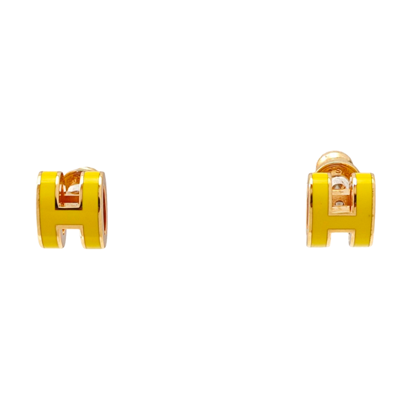 Pop H Metal Gold Stud Earrings