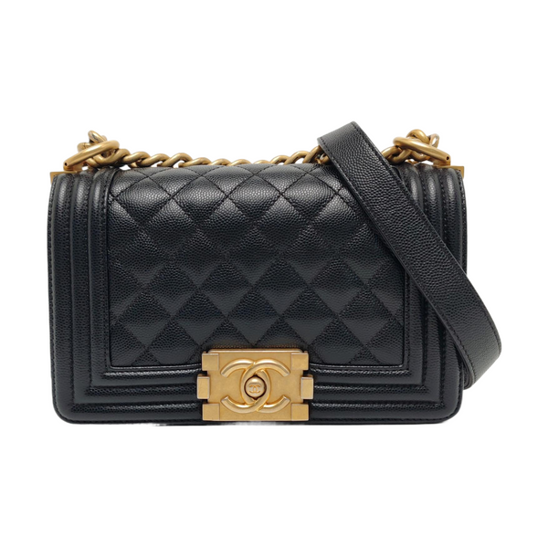 BOY CHANEL Small Quilted Grained Calfskin Black