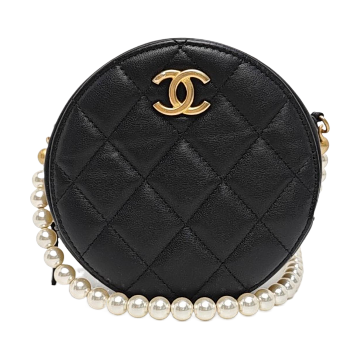 ROUND Mini Quilted Calfskin Black