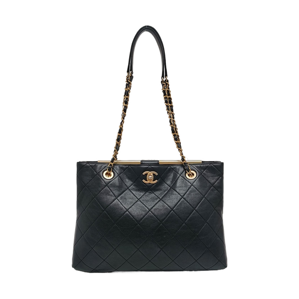 Large Quilted Lambskin Black