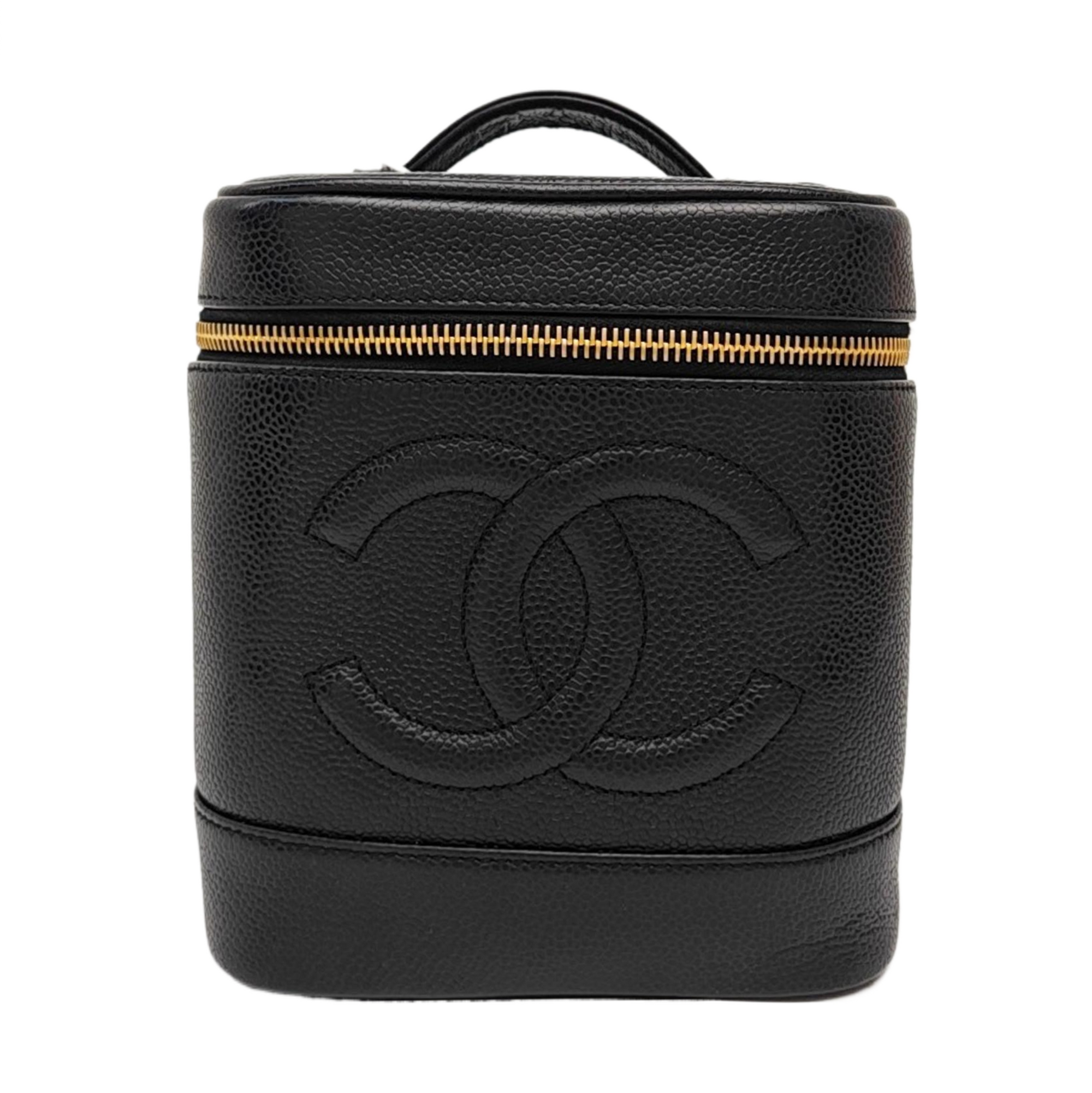 VINTAGE COSMETIC BAGS Grained Calfskin Black