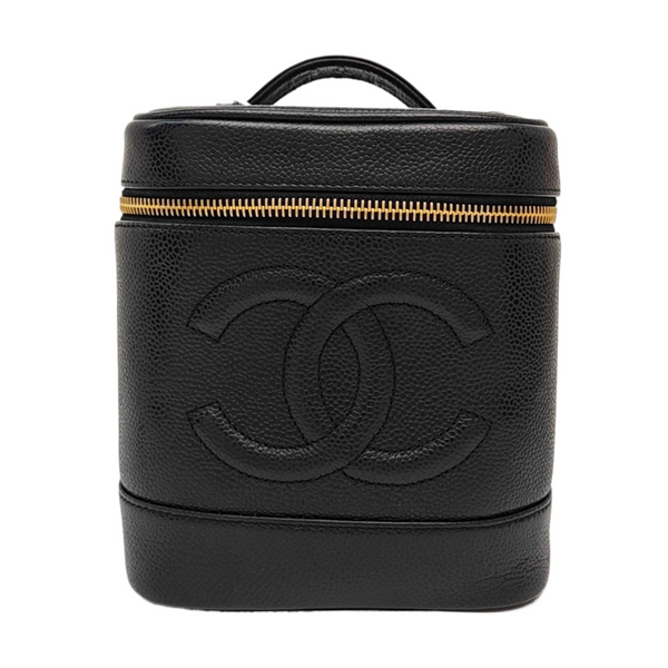 VINTAGE COSMETIC BAGS Grained Calfskin Black