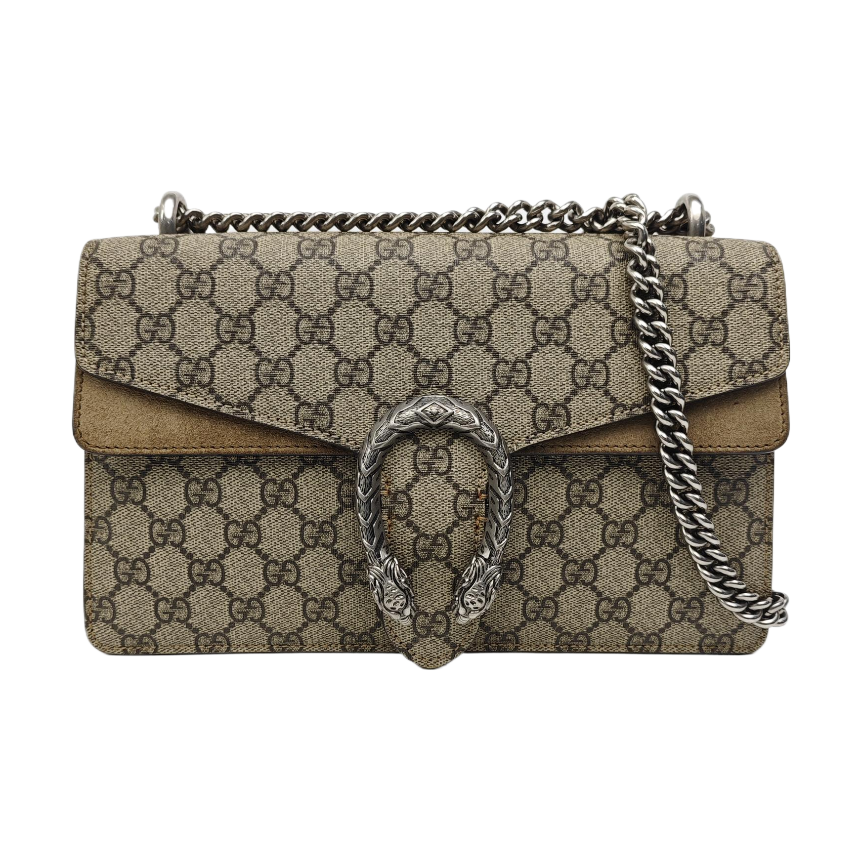 Dionysus Small Monogram Coated Canvas Beige
