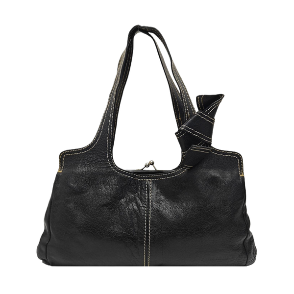 Quilted Calfskin Top Handle Bag Black