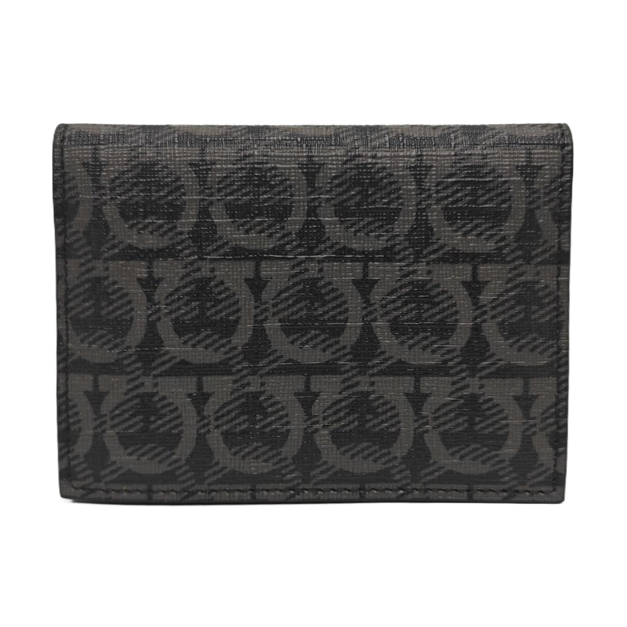 Gancini Coated Canvas Black Card Holder