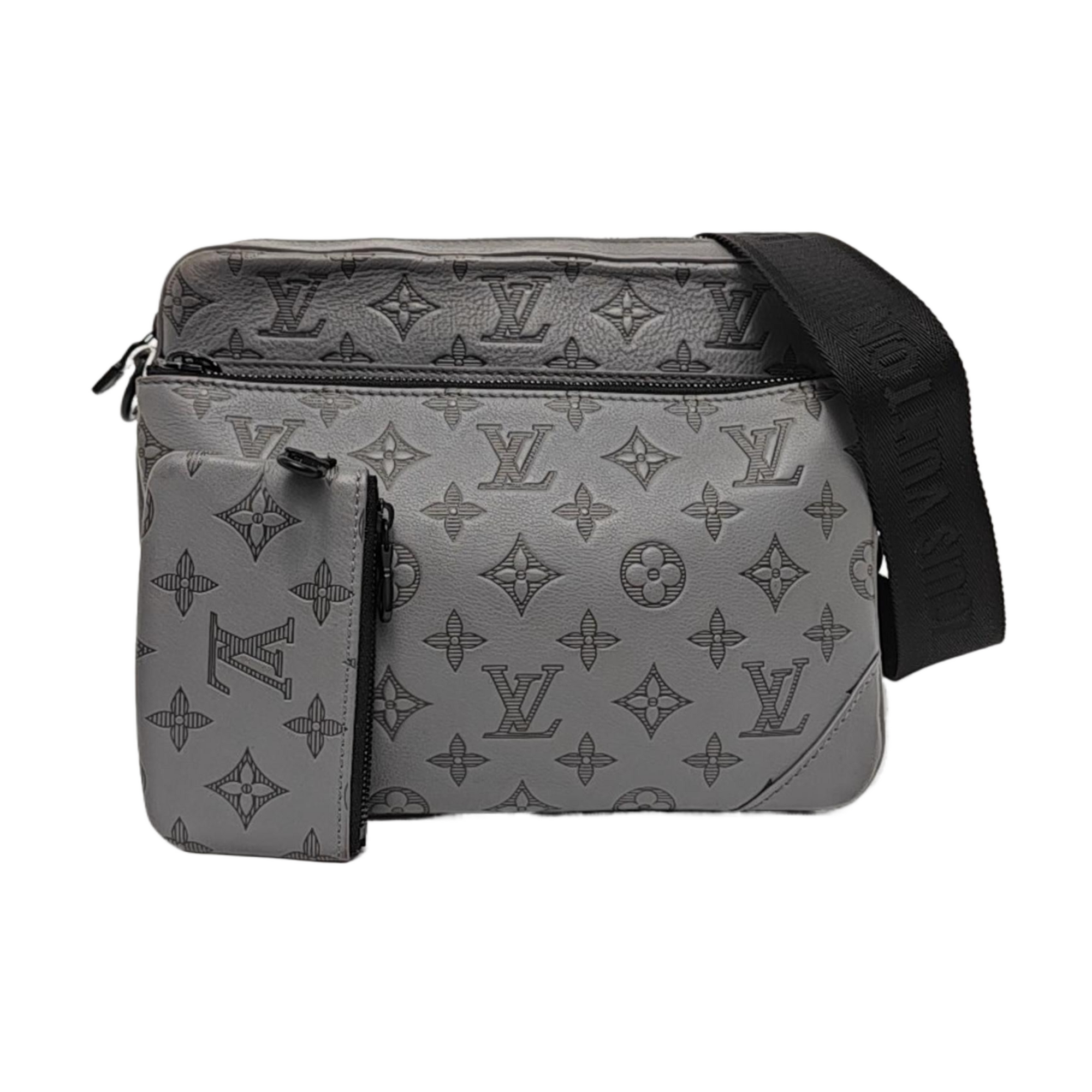 TRIO Monogram Calfskin Gray