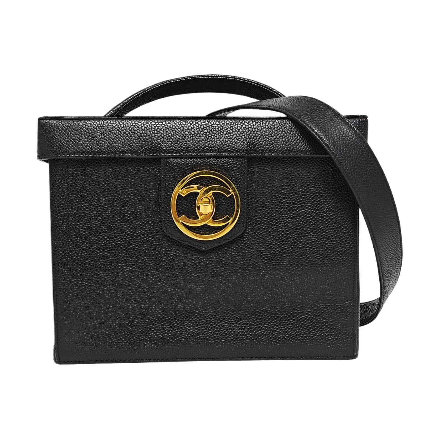 VINTAGE COSMETIC BAGS Grained Calfskin Black