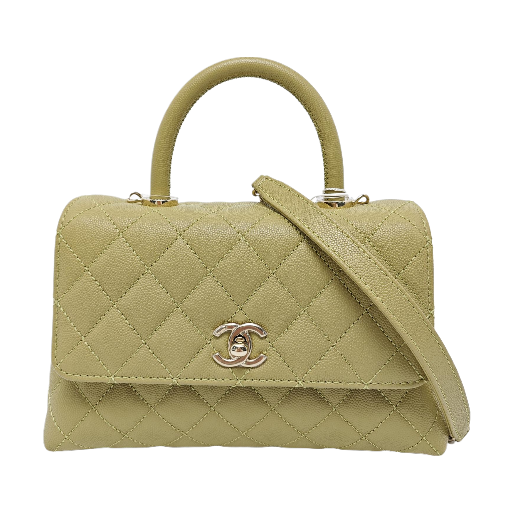 Authenticated pre-owned  COCO HANDLE Grained Calfskin Green - Shoulder Bag at Looply