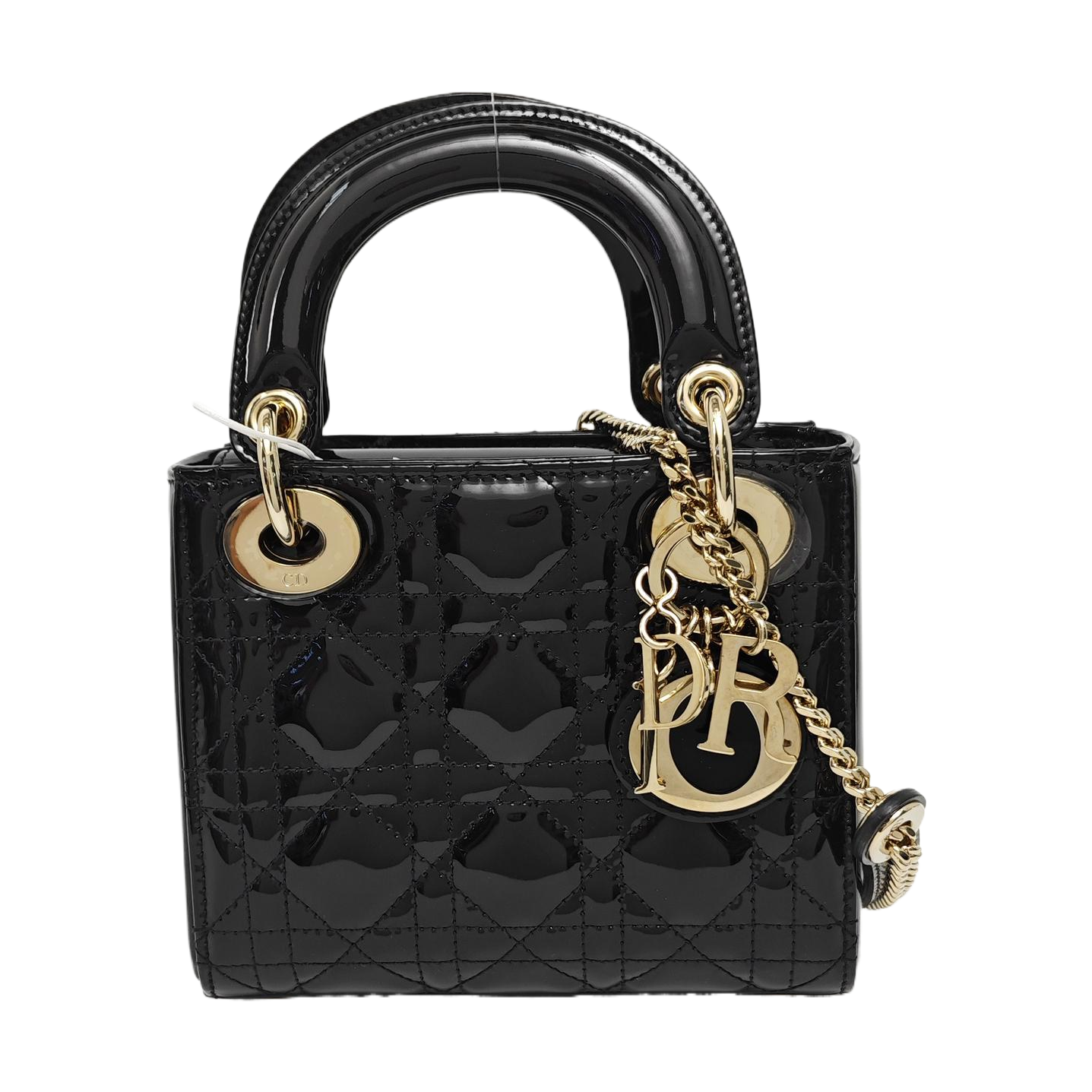 Lady Dior Mini Cannage Patent Leather Black