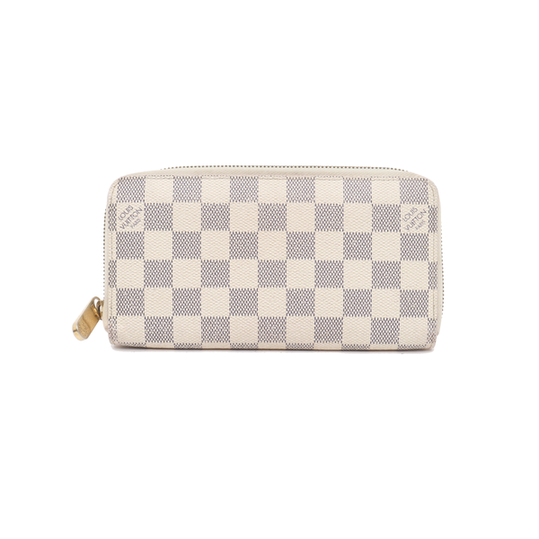 ZIPPY Damier Azur Coated Canvas White Wallet