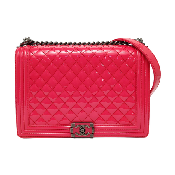 BOY CHANEL Maxi Quilted Patent Leather Red
