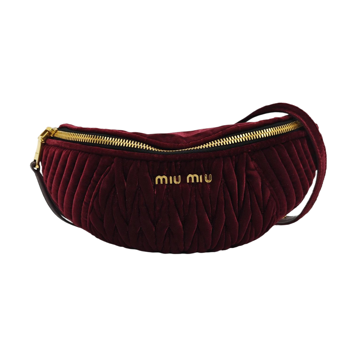 Two-Tone Waist Bag Quilted Velvet Red