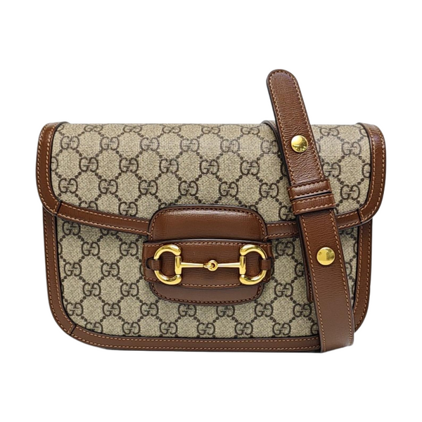Horsebit 1955 Medium Monogram Coated Canvas Beige