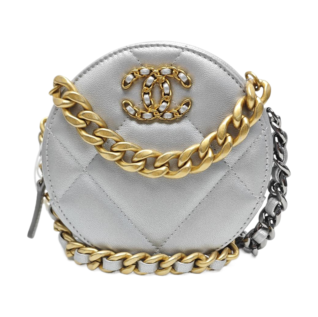 CHANEL 19 Small Quilted Lambskin Silver