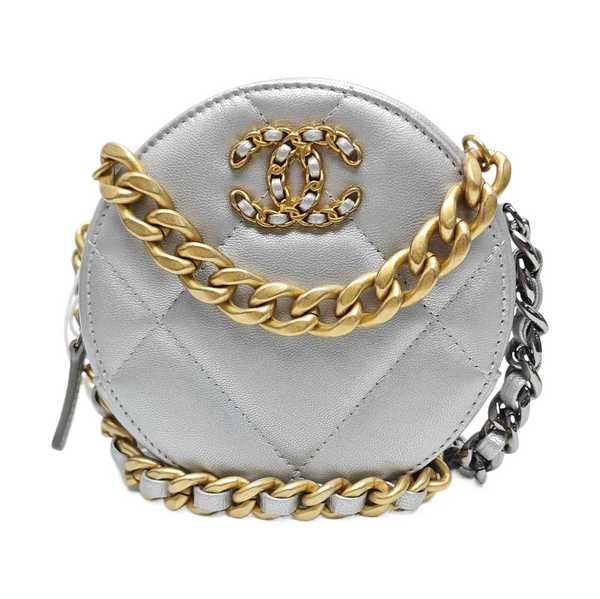 CHANEL 19 Small Quilted Lambskin Silver