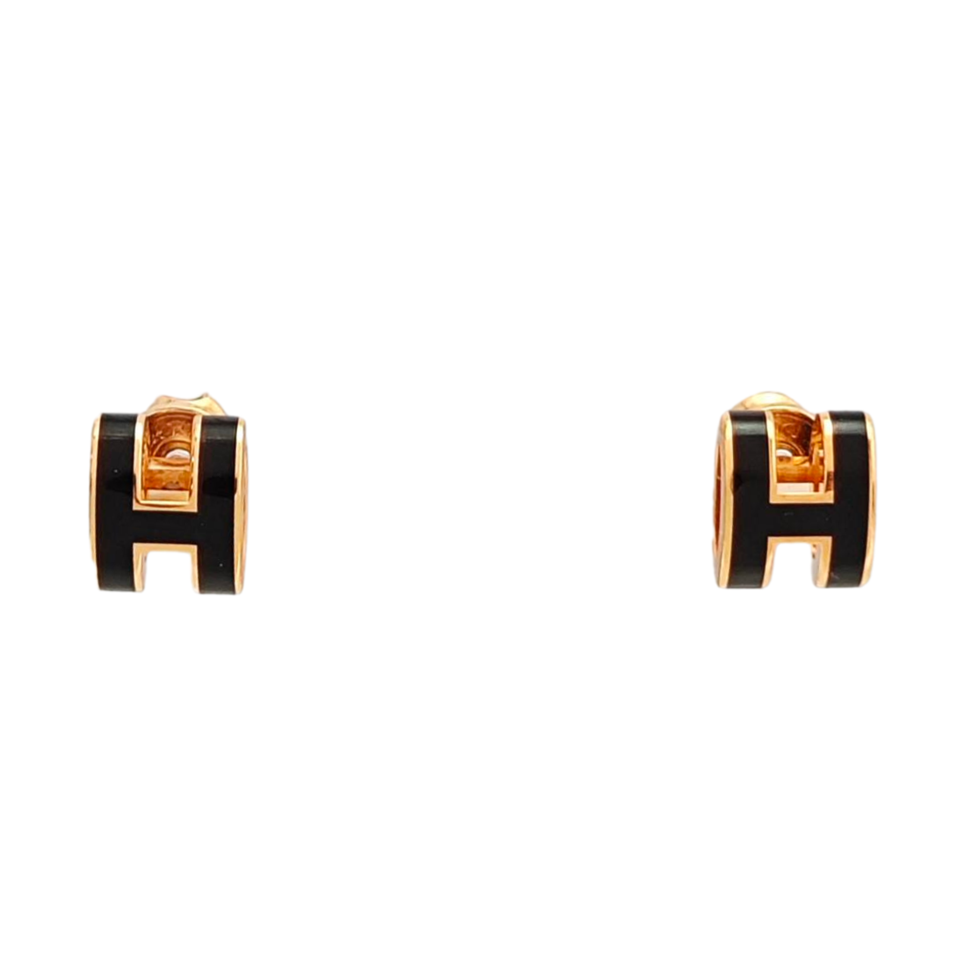 Pop H Metal Black Stud Earrings