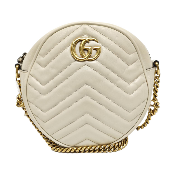 GG Marmont Mini Quilted Calfskin White