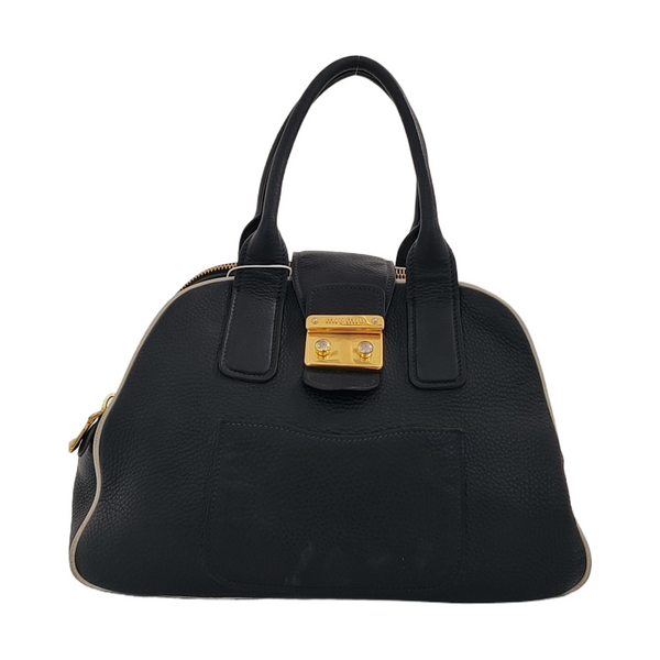 Calfskin Top Handle Bag Black