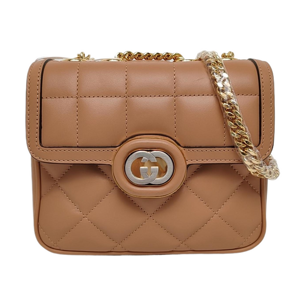 Interlocking G Mini Quilted Calfskin Brown